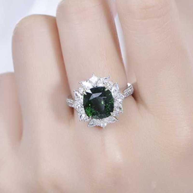 Sace Gems Classic Copper Alloy Green Zircon Ring Ladies Jewelry Wedding Promise Party Gift