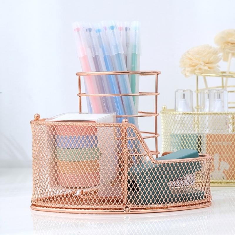 Multi-purpose Mesh Metal Pen Holder Decorative Pen Holder Stylish Makeups Display Holder for Ideal for Dresser Counterto