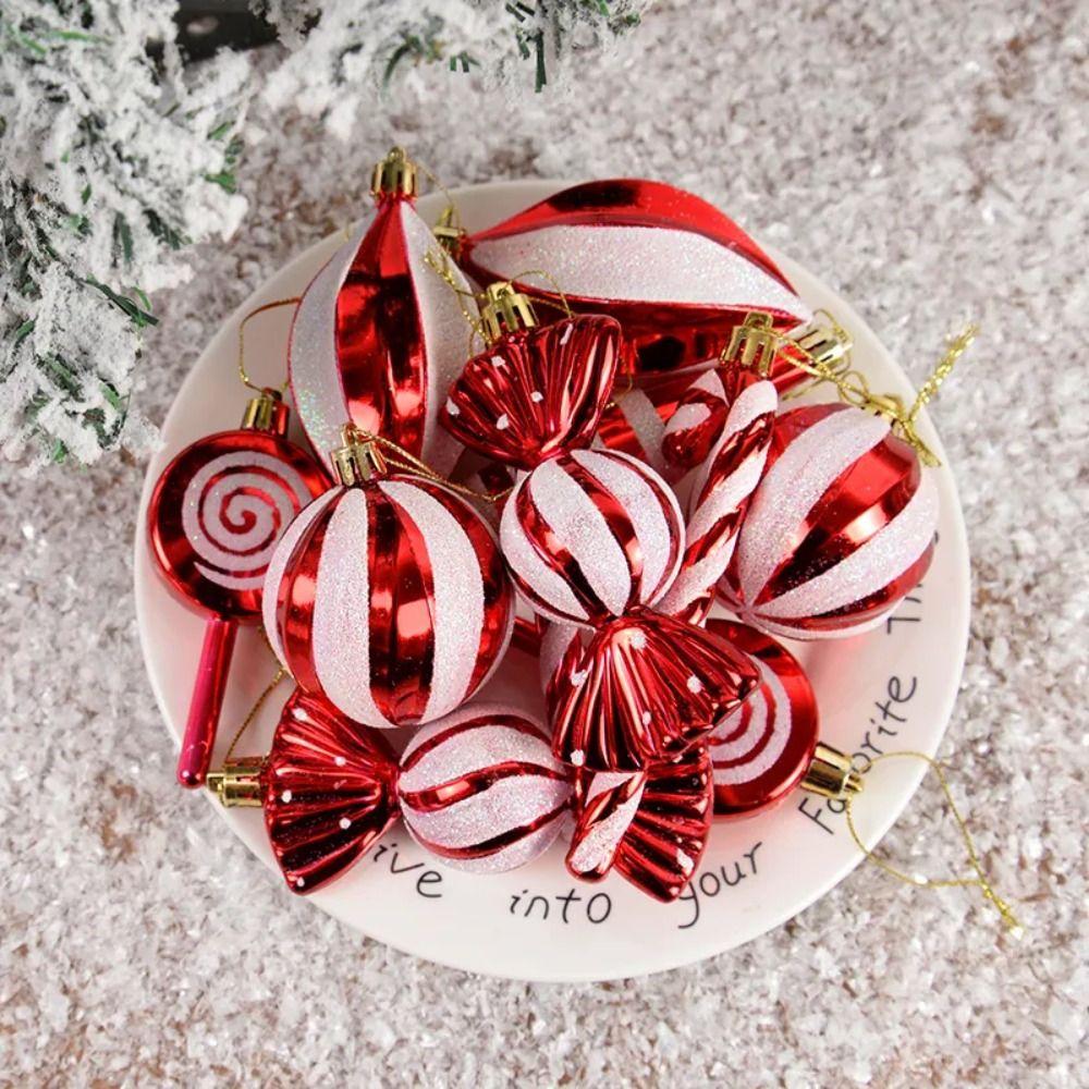 14pcs/set Lollipop Xmas Tree Hanging Pendants Red Christmas Tree Hanging Ornaments Party