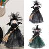 Halloween Witch Doll Desktop Decorations Witch Tree Toppers for Holiday Party Home Decor Witches with Spiders Web Dress