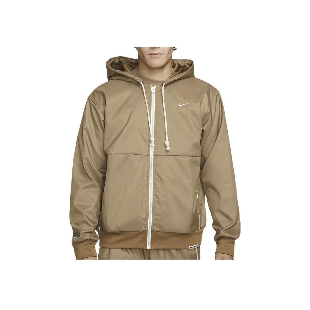 Nike Solid Color Logo Print Hooded Zip Jacket Men jackets Brown DQ6185-258