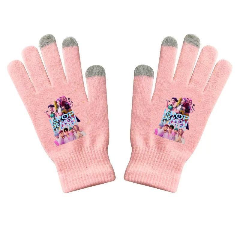 K Pop Demon Hunters Girls Gloves Woman Touch Screen Gloves Lady Winter Warm Cartoon Anime Accessories Cute Gift