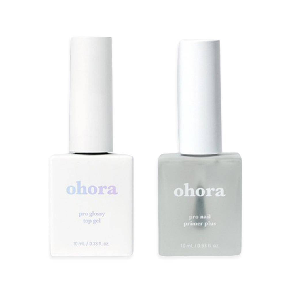 OHORA Nail Long-Lasting Top Gel 10mL & Primer Set Nail Strengthening Base Coat Kit 10mL