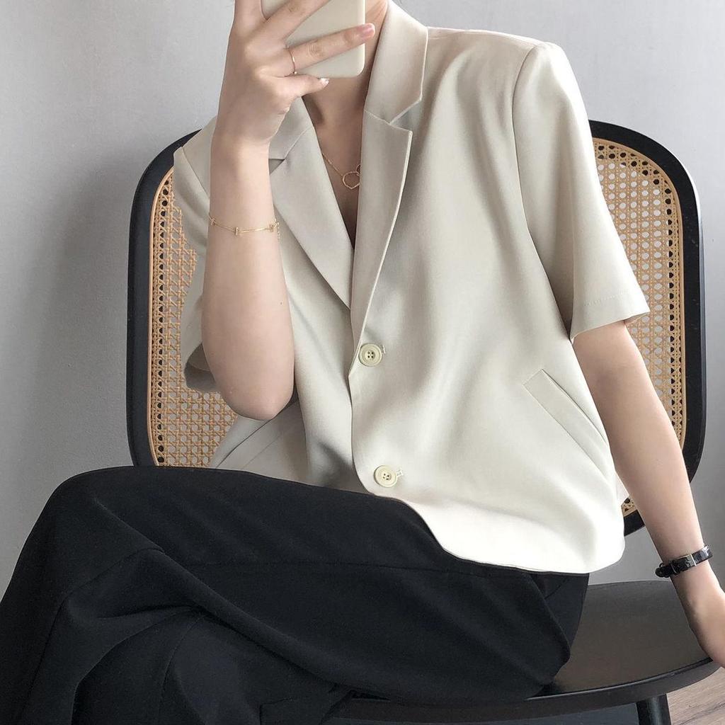 Trendy Women's Short Sleeve Summer Blazer 2025 - Thin Korean Style Casual Jacket
