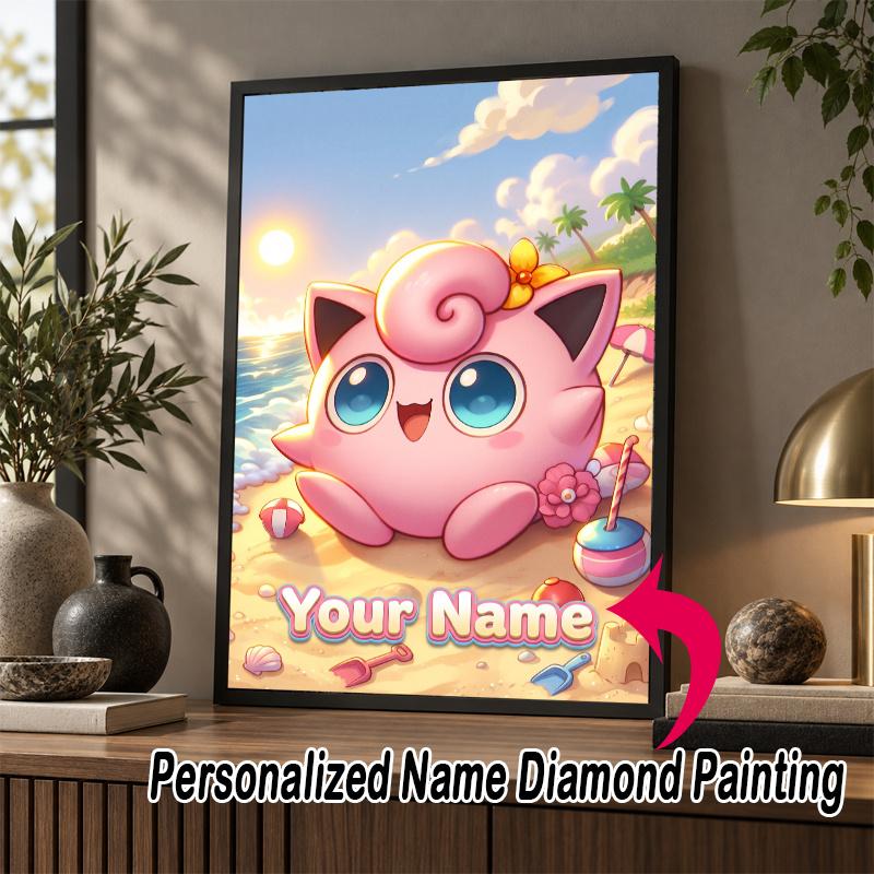 Personalized Jigglypuff Diamond Art Custom Name 5D Diamond Painting Full Drill DIY Craft