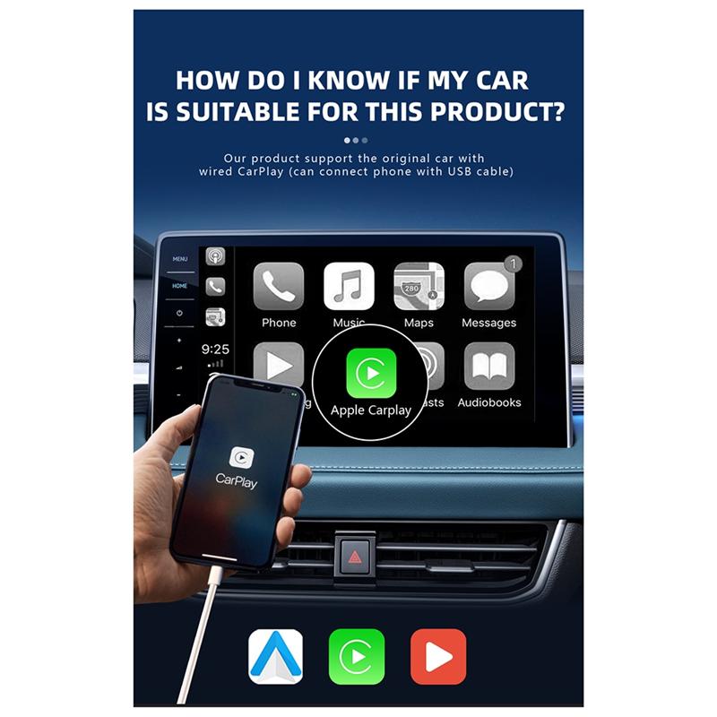 Portable Android 12 Carplay AI Box Wireless Carplay Adapter Android Auto For Netflix Youtube VW Toyota Mazda Hyundai Haval GMC