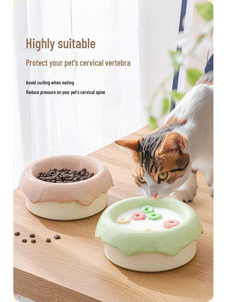 Ceramic Cat & Dog Anti-Tip Food Bowl With High-Leg Design