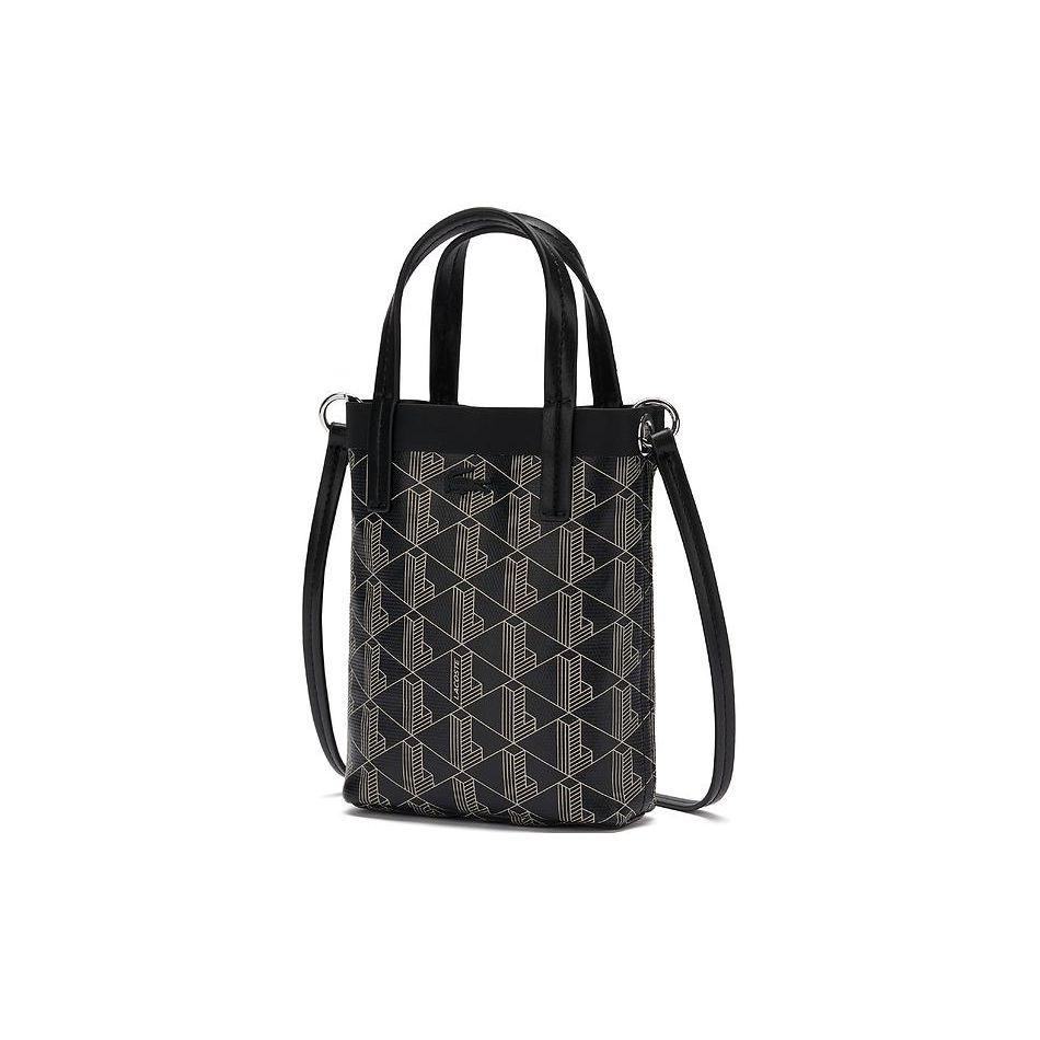 Lacoste Fashion Retro Print PVC Handheld Shoulder Crossbody Bag Small Women bags Black Beige NF4463ZEN56