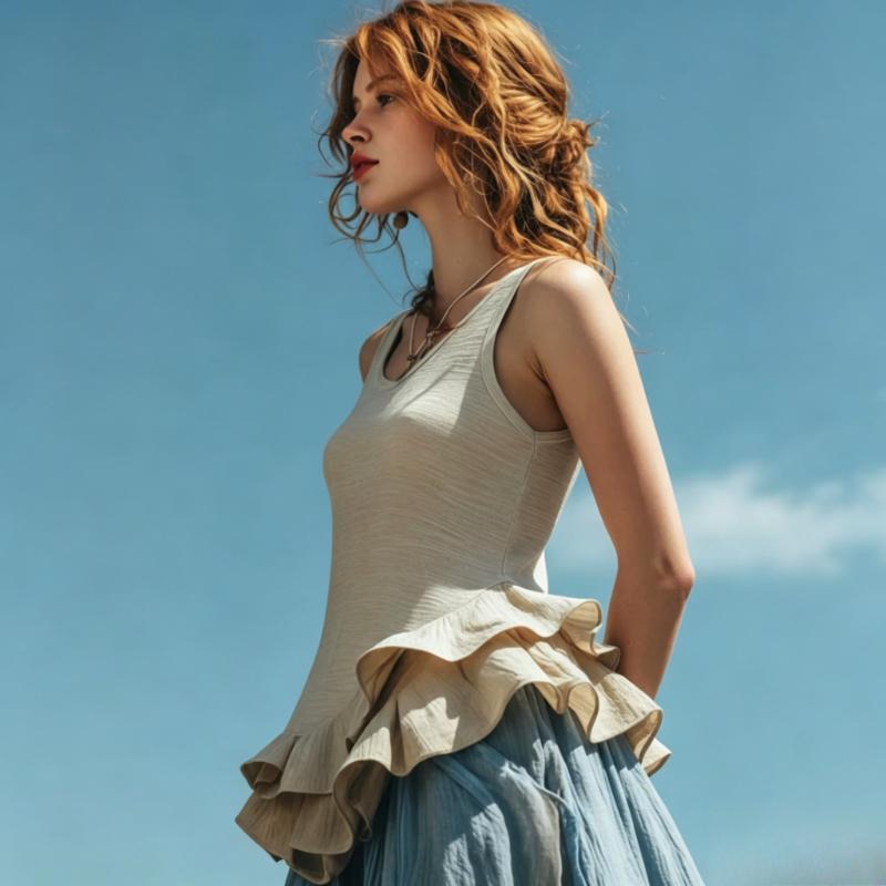 Women's Ruffle Hem Tank Top Casual Sleeveless Blouse Loose Linen-Like Camisole Summer Irregular Hem Vest Tops Multiple Colors
