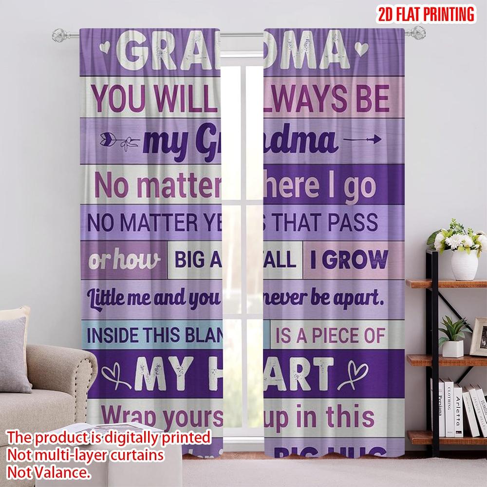 

2pcs,2D plane printing Creative Curtains Grandmas Love Blanket Durable 100% Polyester Fabric (without rod) Versatile All Use for 52.50 × 116.00 cm 2 pcs