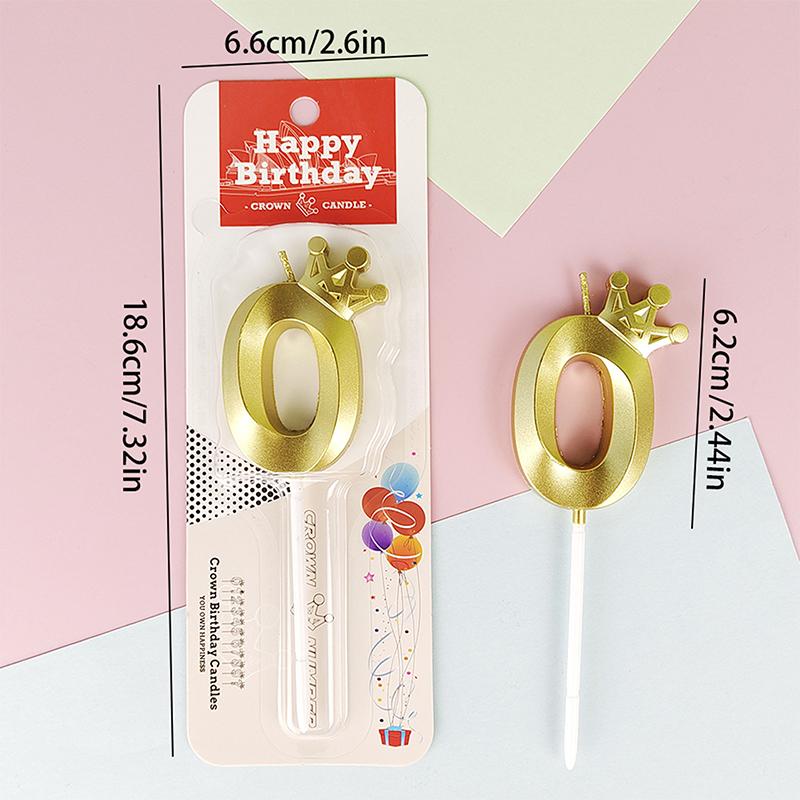 1 Pc Gold Crown Digital Candle Number Birthday Cake Candle Kids Birthday Party Wedding Cake Candle 0-9 Number Candle