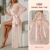 Feiyun Sexy Lace Trim See-Through Nightgown Pajamas Women's Outerwear Home Wear