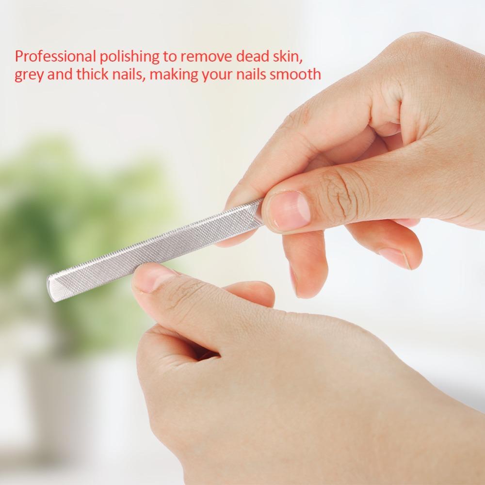 5pcs Washable Stainless Steel Nail File Use On All Four Sides Double Sided Nail Buffer Home Use