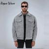 Jaquetas de Outono RogueWave Roupas Casuais Oversize High Street Bolsos Laper Zíper Camurça Casaco Grosso Masculino Quebra-vento Solto