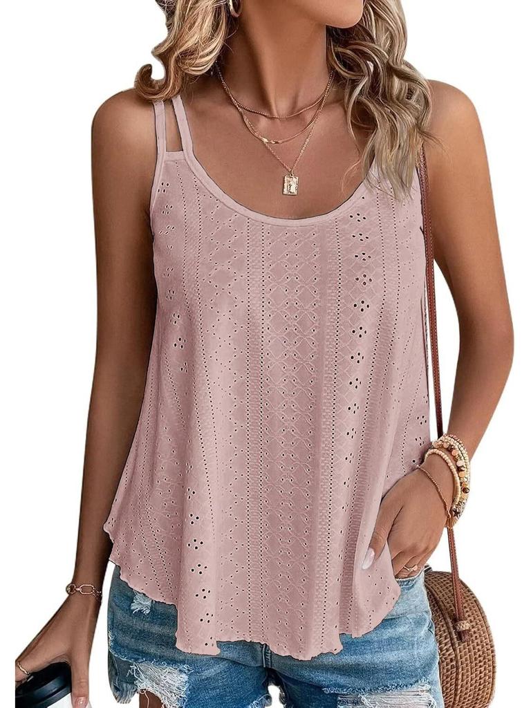 Women's Spaghetti Strap Sleeveless Tank Top - Loose Fit for Summer Vacation 2025