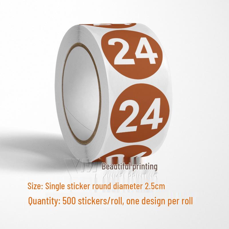 Adesivos Redondos Autoadesivos com Números 1-33 – Rolo de Etiquetas de Identificação Seriada Coloridas