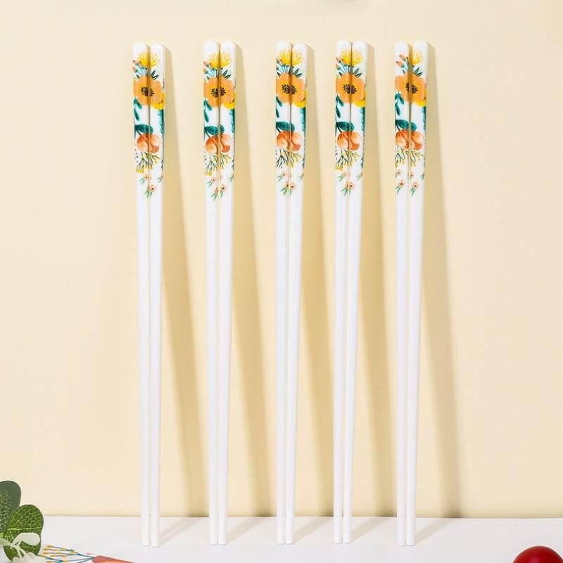 5Pairs Ceramic Chopsticks Cute Creative Reusable Chinese Style Non-Slip Chopsticks Household Tableware Kitchen Tools 2025 New