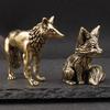 Mini Cute Brass Fox Statue Vintage Simulated Animal Statue Home Office Desk Decor Ornament Metal Figure Props Toy Gift Dropship