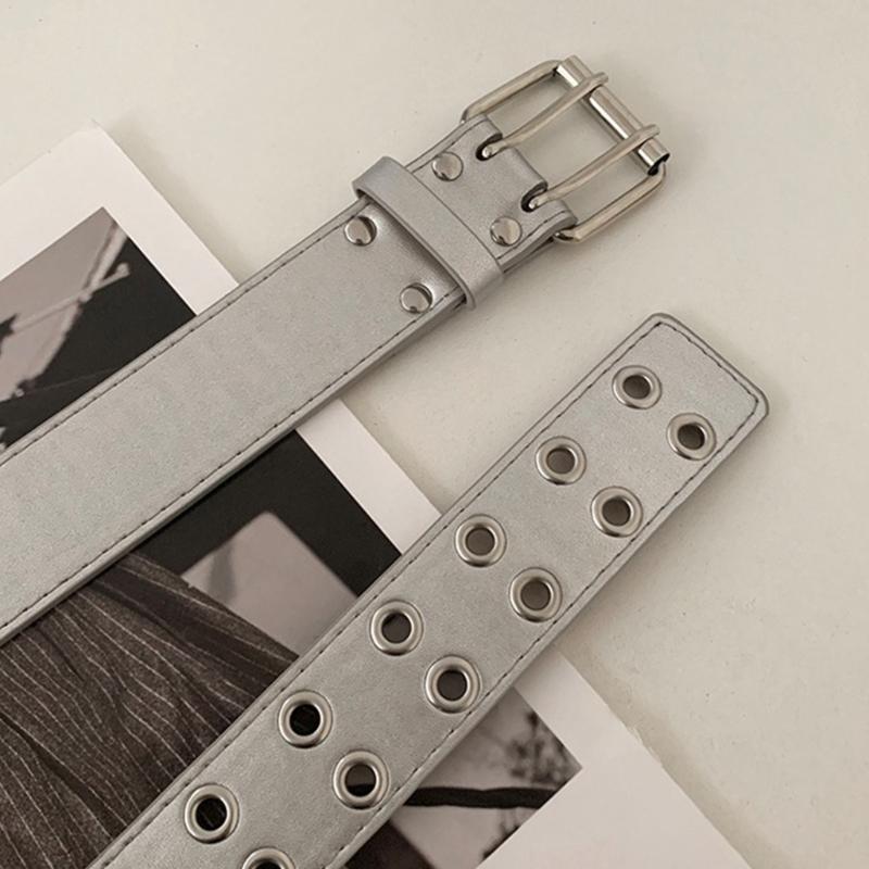 Leathers Womens Belt Fashion Double Grommet Belt Decorative Jeans Dress Blet