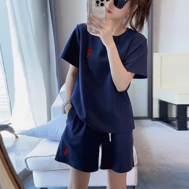

harajuku Спортивные и повседневные костюмы с короткими рукавами для женщин летом, тонкие и свободные студенческие шорты, комплекты из двух частей 3XL
