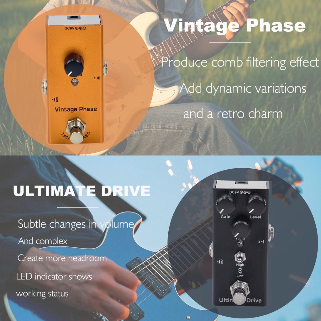 Electric Guitar Pedal Overdrive/ Distortion/Chorus/Delay/Tremolo Delay True Bypass, Durable Design for Versatile Tones