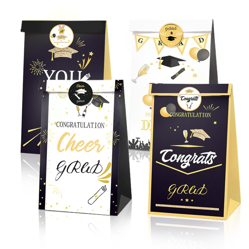 Graduation Decorations Class of 2025 Congrats Grad Balloon Paper Banner Cake Topper Gift Box Graduation Season Theme Party Decor