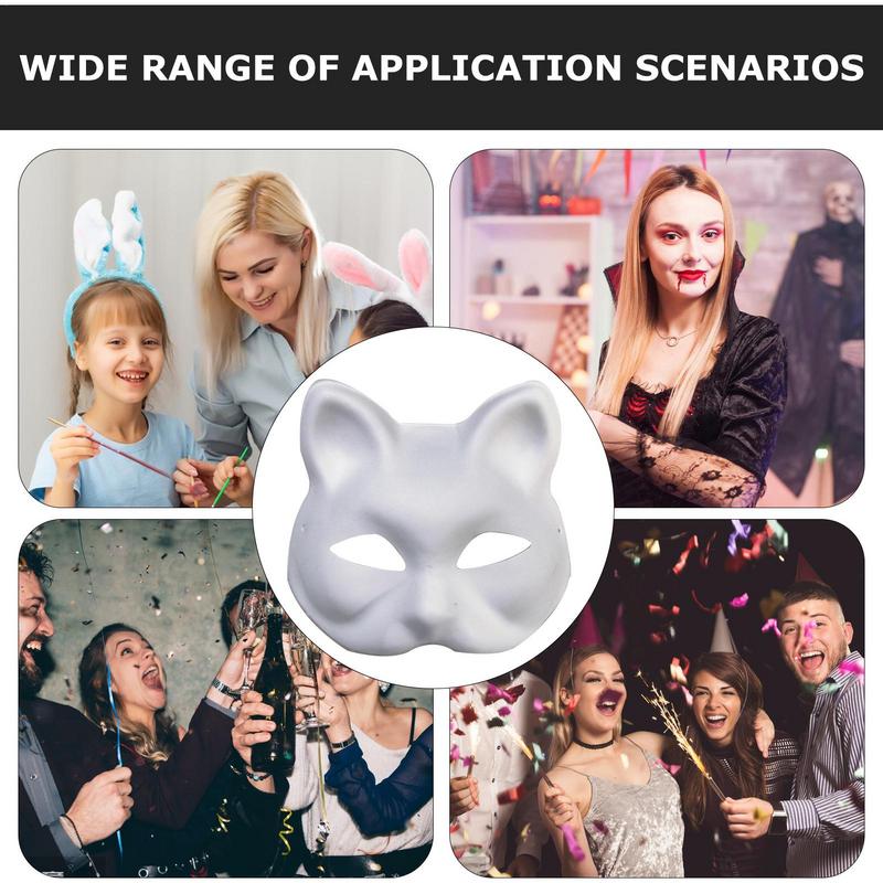 Masquerade Cat Face Masks Party  Animal Half Facemasks Masks Props Paintable Blank Masks Party Halloween Cosplay Accessories