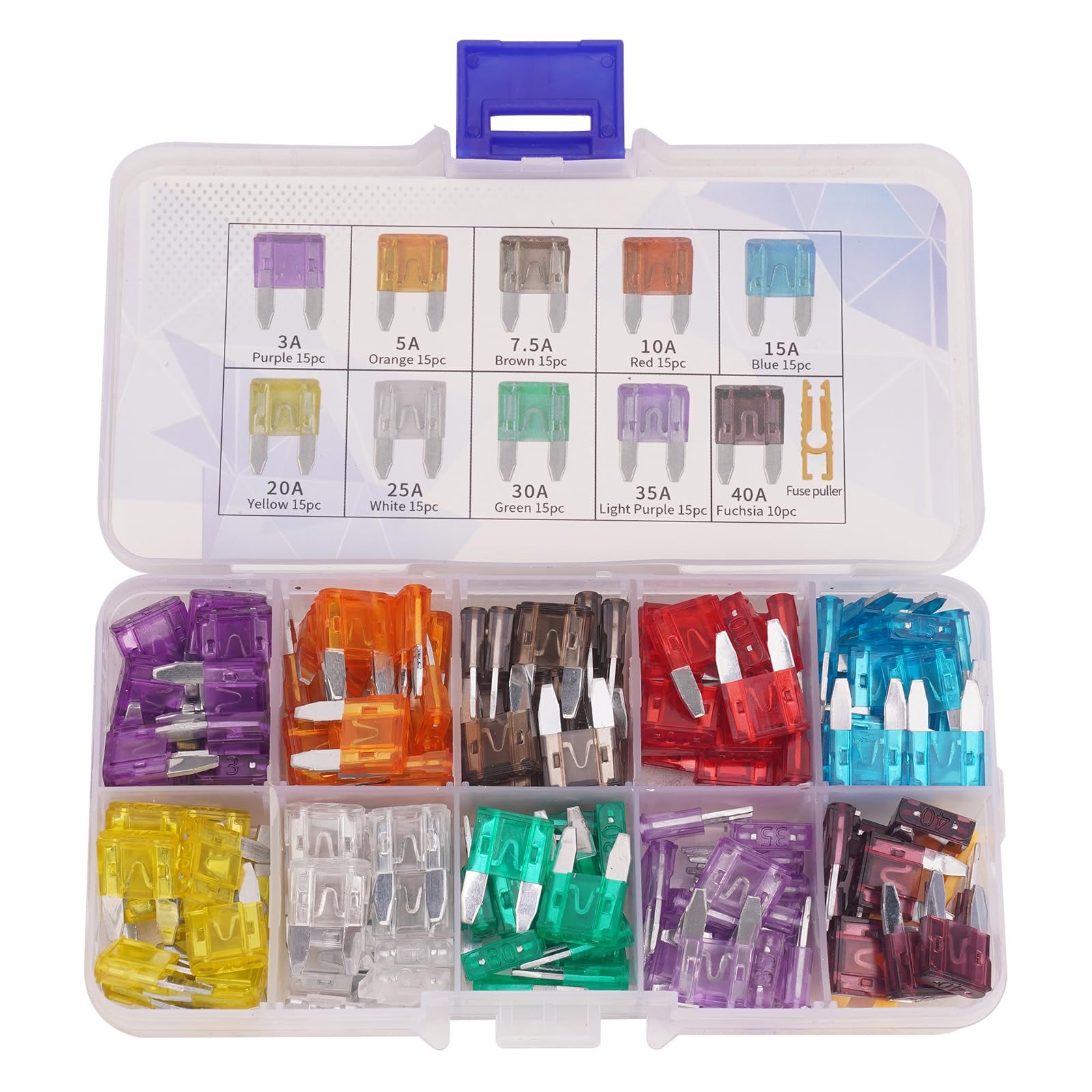 

AHL Flat Fuse Set Standard 5A, 7.5A, 10A, 15A, 20A, 25A, 30A, 35A, 40A, 50A, 100pcs each