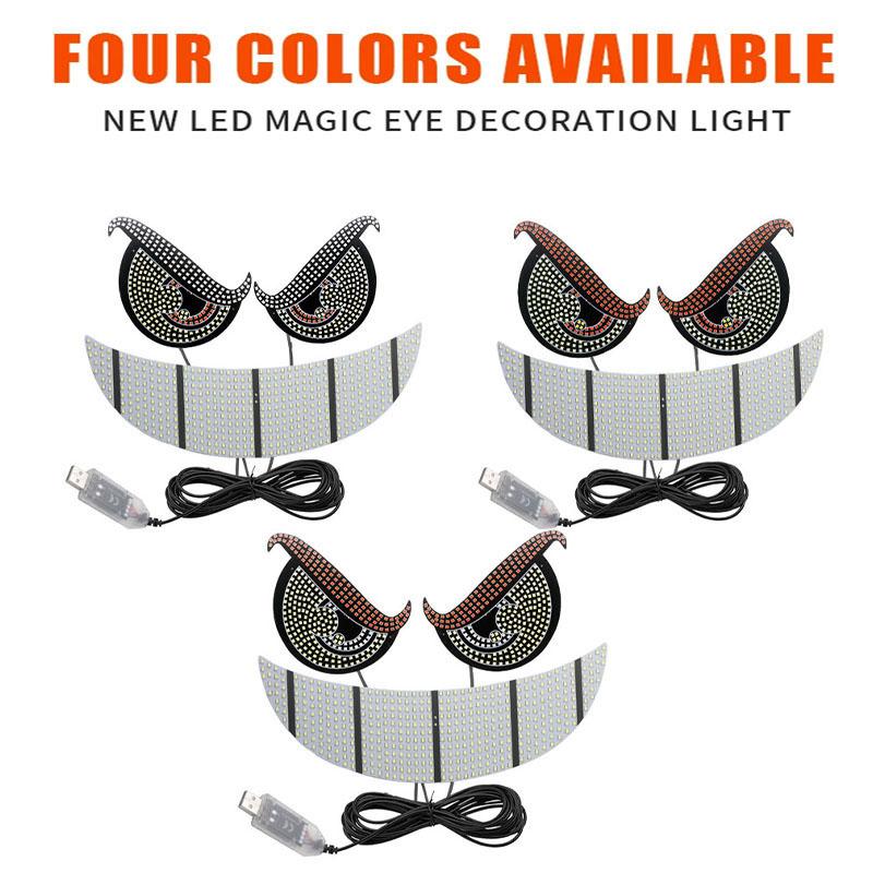 Devil's Eye Warning Lamp LED Smile Atmosphere Decorative USBPlug Car Windshield Lighting Accessories with11 Modes for Truck SUV
