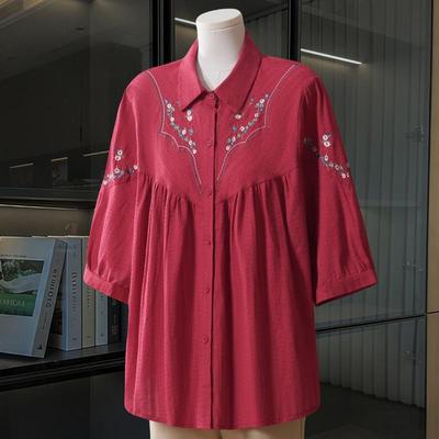 Middle-Aged Women Plus Size Loose Top – 100% Cotton Soft Casual Blouse for Elderly Ladies (4XL-8XL)