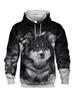 Forest Wolf Theme Print Men Hoodie, Vintage Wild Wolf Texture Graphic Loose Pullover, Suitable for Warm Friendly Casual Gatherings