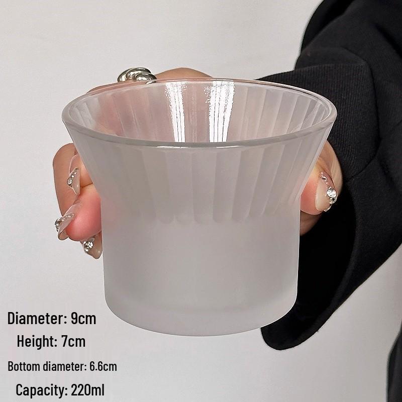 Frosted Vertical Stripe Waist-Cinched Glass Coffee Cup 201-300ml