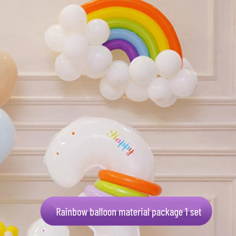 32-Inch White Digital Baby Birthday Balloon Background for 2nd/3rd Party