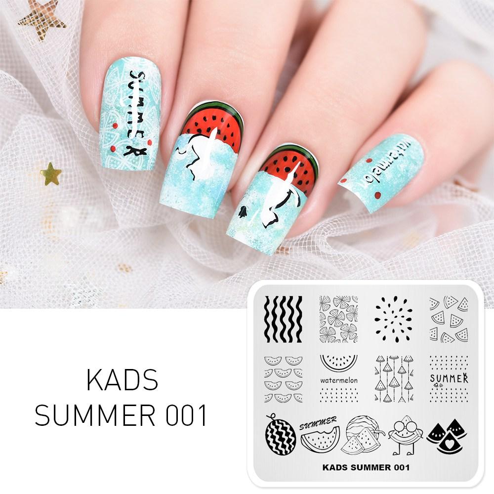 

KADS Summer 001 Шаблоны для дизайна арбуза, пластина для стемпинга ногтей, шаблоны для ногтей, пластины