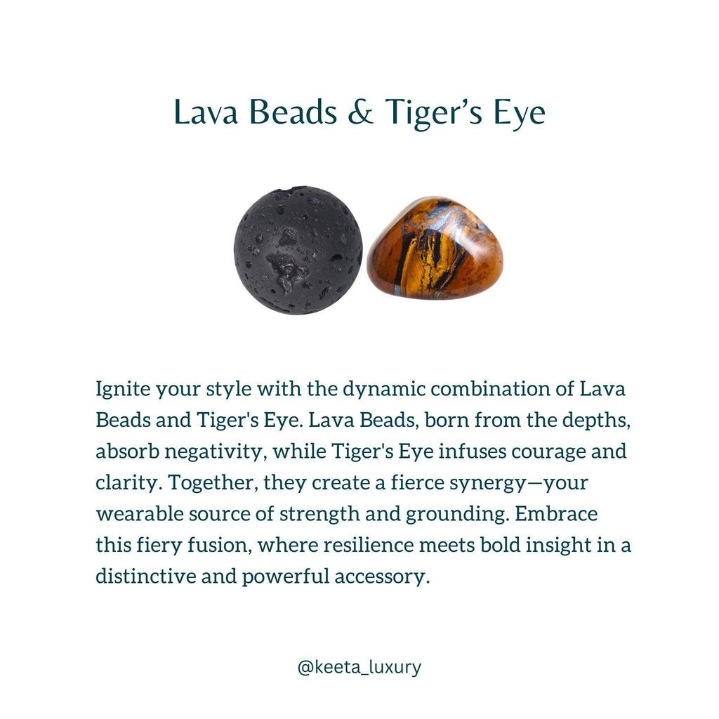 Natural red tiger eye and lava bead bracelet Diffuser bracelet for man Stretchable handmade beaded bracelet Fashion bracelets for him