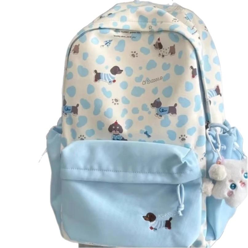 Schoolbag Lightweight Casual Backpack Cow Pattern Simple Going Out Cartoon Dog School Bag Female Student Cute Large Capacity Backpack
