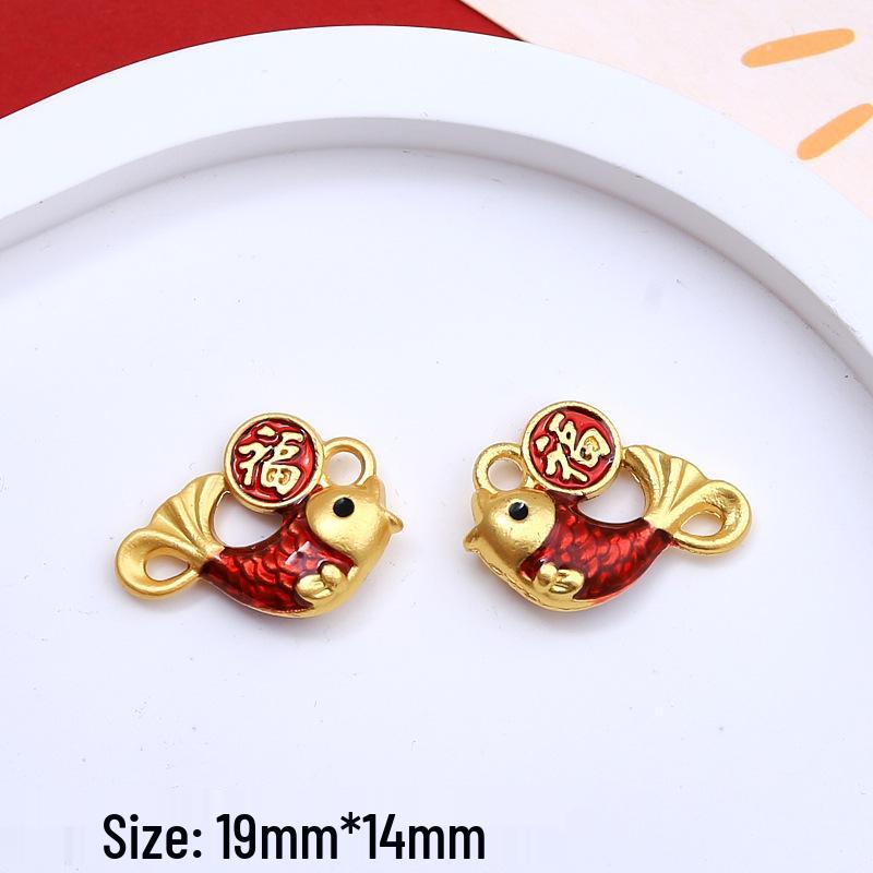Chinese Style Wealth & Treasures Pendant: Alloy Enamel DIY for Bracelets & Necklaces - New Year Gift