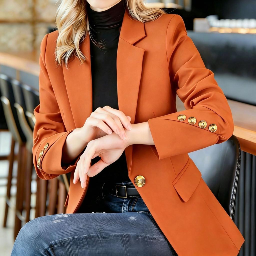 Women's Casual Slim Fit Jacket with Long Sleeves for and Everyday Wear