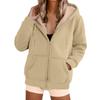 Women's Fashion Casual Sweatshirt Loose Zipper Cardigan Long Sleeve Hooded Jacket