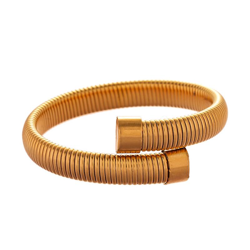 18K Stainless Steel Elastic Bracelet for Women Charm Punk Wide Chunky Metal Spiral Open Bangle Pulseras Waterproof Jewelry Gifts
