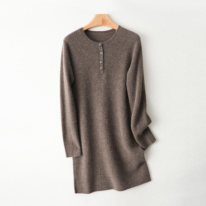 Women Sweater Dress 100% Wool MODERN NEW SAGA O-neck Knit Long Pullover Winter Jumpers Wool Long Dress Female