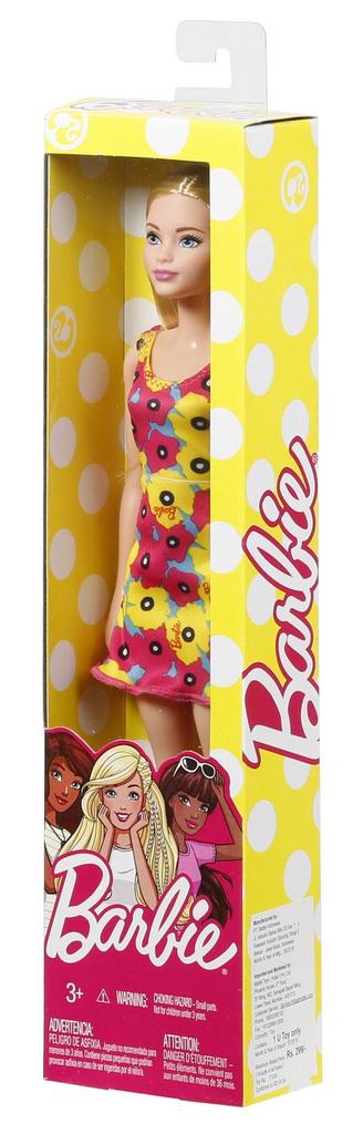 Barbie 12 Inch Fashion Doll - Yellow and Pink Flowers Floral Design Dress 2016 Mattel