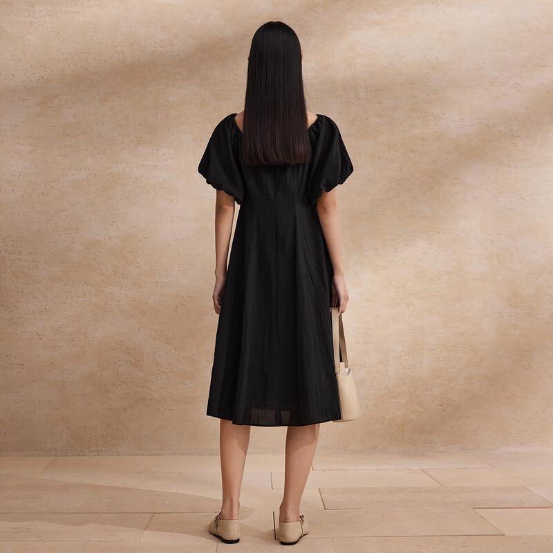 Broadcast Women's Elegant Puff Sleeve Midi Dress
