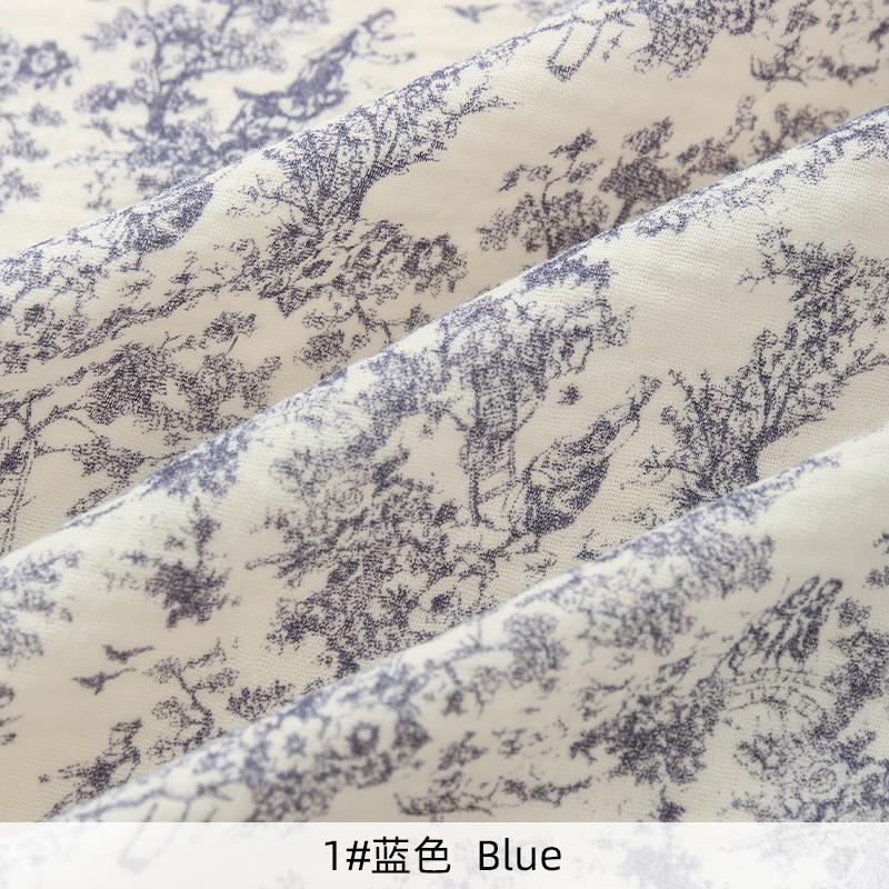 Tecido Crepe Dupla Camada Floral Pequeno Puro Algodão Retrô 135x50/500cm para Costura Roupas de Casa Pijamas Tecido Artesanal DIY