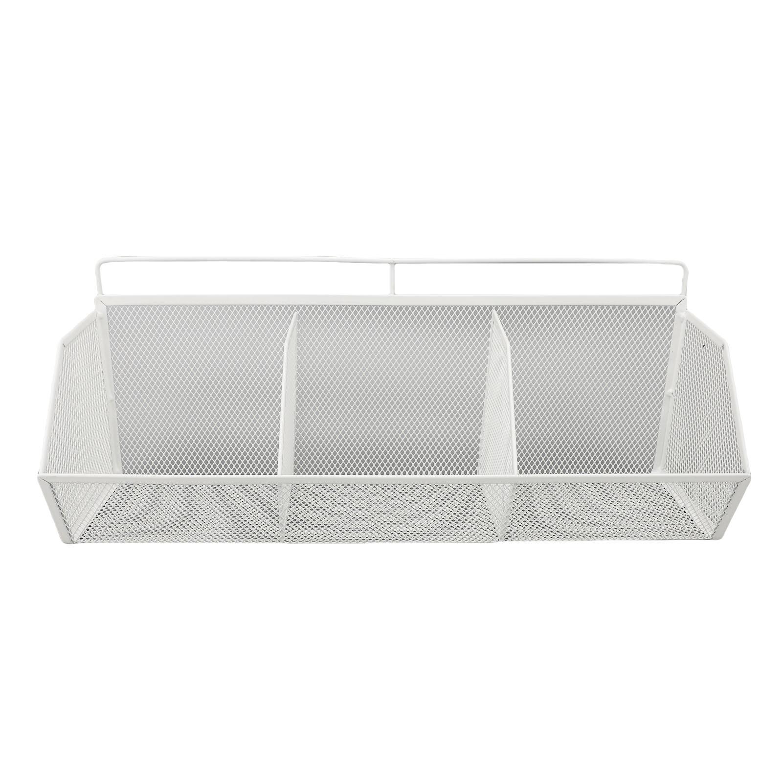 

3 Grids Hanging Basket Wall Mount Slanted Opening Metal Wire Storage Organizer for Kitchen Bathroom белый