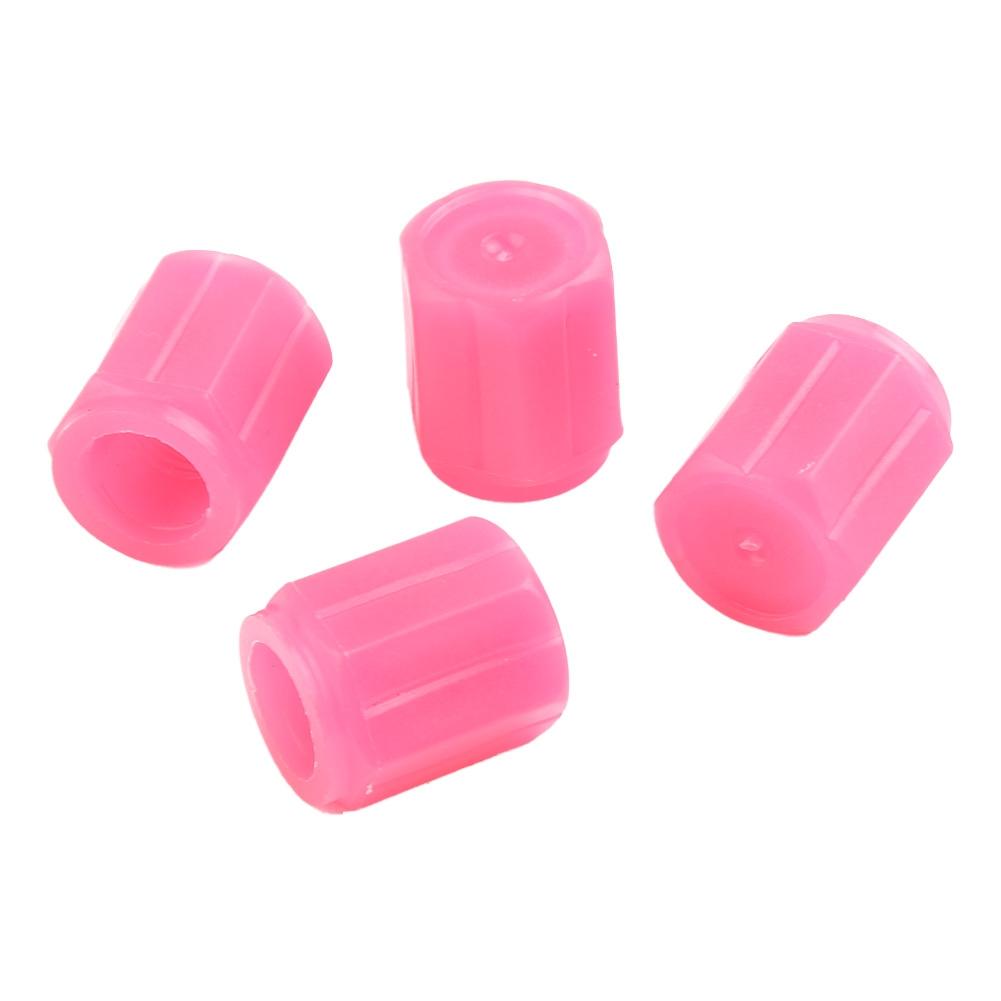 Dazzling Pink Car Wheel Valve Covers Unique Glow In the Dark Design Set of 4