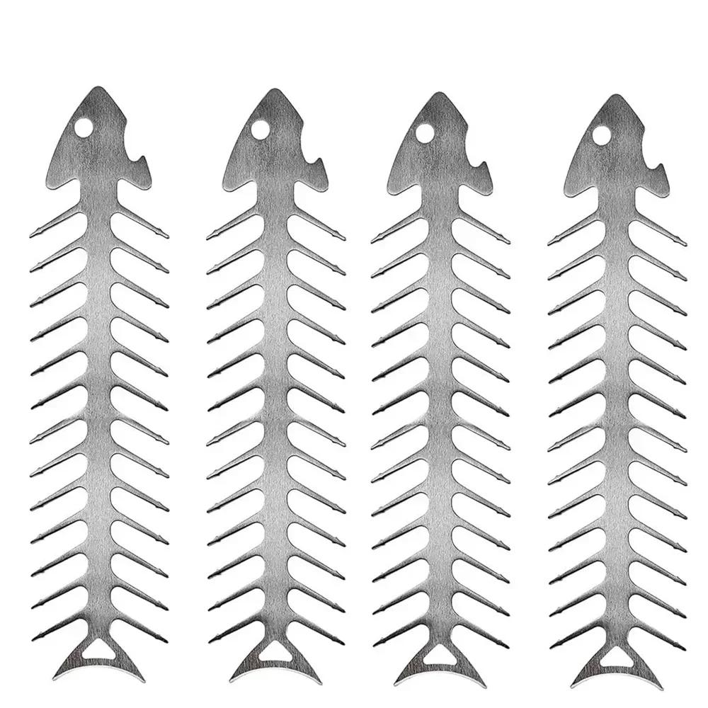 2/4pcs Stainless Steel Barbecue Skewers Fish Bone Skewers Meat-piercing Tool BBQ Utensils BBQ Grill BBQ Net Grill Accessories