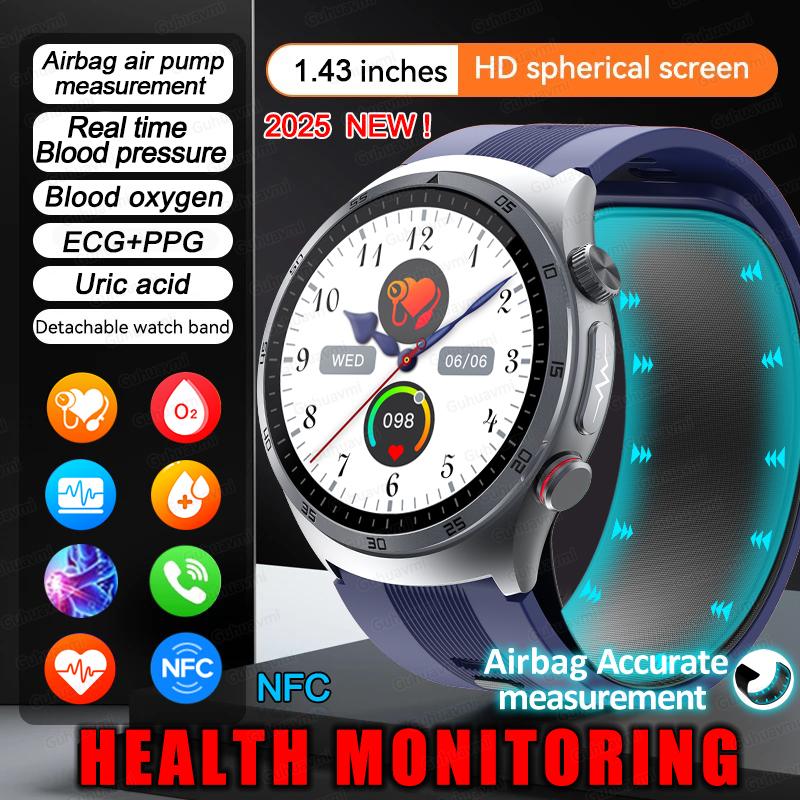 NFC Smartwatches ECG Air Pump Blood Pressure Watch Blood Oxygen Sport FitnessTracking Sapphire Smart Watch for Xiaomi Huawei iOS