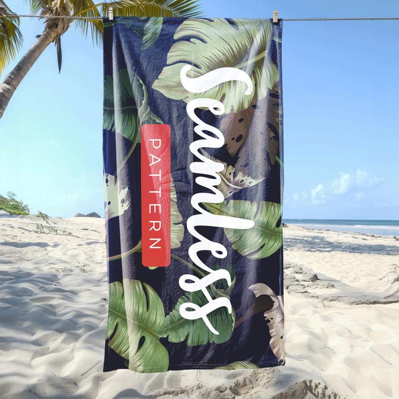 Blue Tropical Palm Leaf Beach Towel Ultra Soft Microfiber Towel for Men Women Beach Pool Gym Camping Travel Daily Use