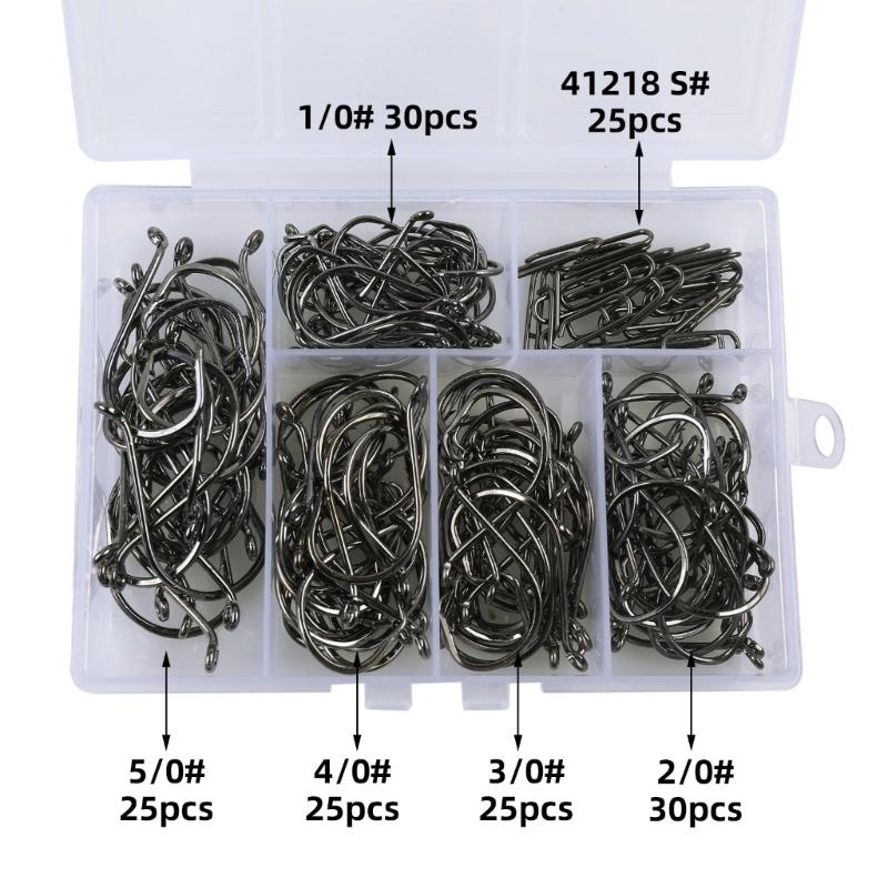 160pcs Barbed Fish Hook With Eye Metal Eyed Sea Fish Hook for Metal Fishing Tackle Rustproof Single Hook Enduring